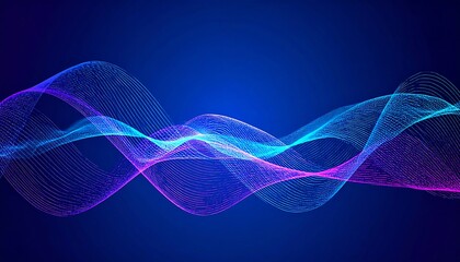 Wall Mural - Abstract Digital Waves in Vibrant Blue and Pink Colors on Dark Background