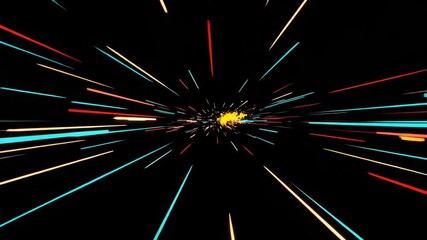 Wall Mural - Abstract Colorful Lines Bursting Through Black Space Background.