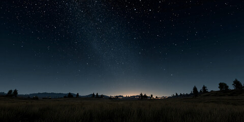 Wall Mural - starry night sky with glowing constellations over tranquil landscape under vast cosmic expanse