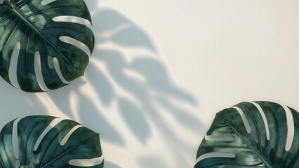 Wall Mural - overlay of tropical leaf shadows on textured surface ideal for product mockups and seasonal themes