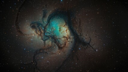 Wall Mural - the cosmos displays stunning beauty under a colorful night sky nebula.