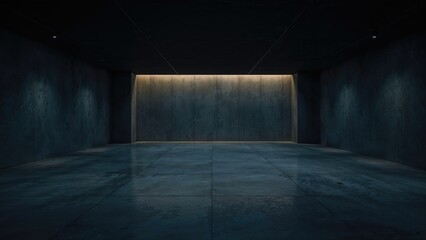 Wall Mural - Out of focus digital art depicting a shadowy empty room with a concrete surface
