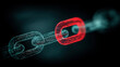 © Ps - Blockchain technology showing a weak link symbolizing security risk