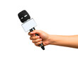© dipu - Journalist hand holding microphone for interview isolated on transparent background