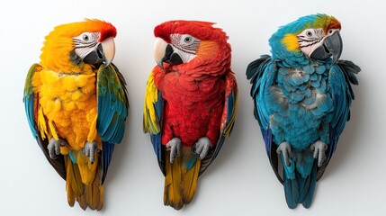 Naklejka na meble Colorful parrots against white background