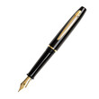 © Angelo - Elegant black fountain pen with a golden nib, symbolizing luxury and sophistication. Isolated on transparent white background, png