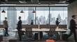 © syukri - Open Workspace Interior with Natural Lighting and City Skyline View