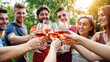 © Александр Марченко - Happy friends toasting with rosé wine in summer garden party