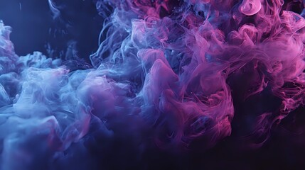Wall Mural - dense curling smoke shimmering under neon blue and fuchsia beams