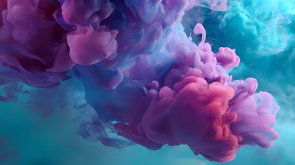 Wall Mural - wispy mist floating in the air, touched by magenta and turquoise hues
