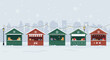© Sophia - Festive holiday market stalls in a winter wonderland urban setting digital illustration snowy environment aerial view christmas spirit. Vector illustration