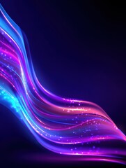Wall Mural - vibrant flowing waves of pink and blue light creating a dynamic abstract background for digital use