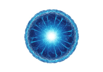 Wall Mural - Abstract glowing blue energy orb with radial light rays isolated on transparent background