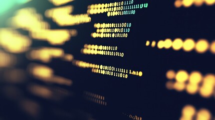 Abstract Digital Data Flow with Binary Code Background