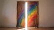 © Autism in Focus - Wooden doors painted with rainbow colors opening to bright light concept of neurodiversity inclusion opportunity and positive future