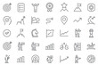 © Akhi - UntitledVector art of line art icons representing business goals, strategy, and success isolated on white background, showcasing targets, achievements, and planning for effective leadership and growth