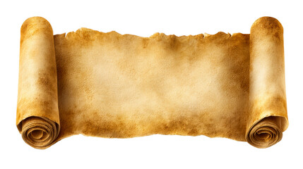 Wall Mural - aged parchment scroll with torn edges on a white isolated background