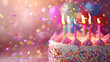 © Bayu Akbar - Celebrate a Fun Colorful Birthday Cake with Candles for Anniversary