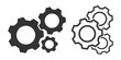 © StokeHub 786 - gear symbol, settings icon. Metal gears and cogs vector. Gear icon flat design. Mechanism wheels logo. Cogwheel concept template. Configuration, gear icon on transparent background. EPS 10.