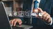 © PHOTO_RAHIMA - Businessman analyzing business data with digital icons