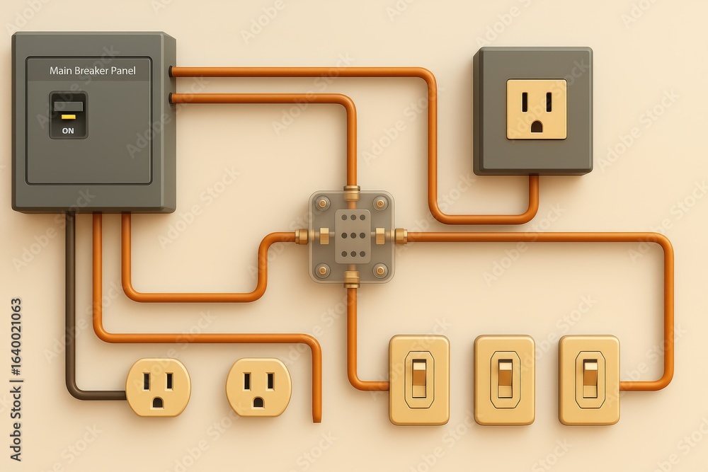 Electrical riser diagram displaying wiring connections and main breaker ...