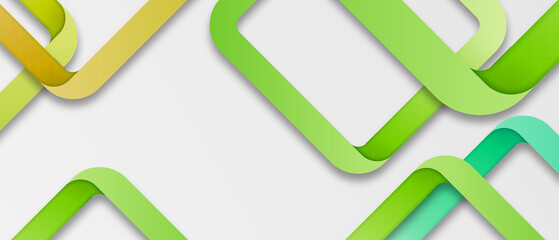 Wall Mural - white abstract horizontal banner background with green geometric shape
