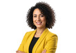 © Image stock - Smiling woman in yellow blazer isolated on transparent background