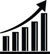 © JOLY - Vector art of an upward trending bar graph with an arrow pointing up symbolizes business growth and positive financial performance