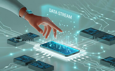 data exchange, digital technology background, software development, cloud computing. business intell