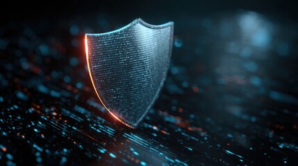 Wall Mural - a glowing blue shield with a red border. the shield is surrounded by a dark background. concept of s