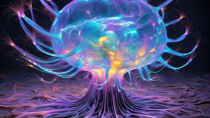 Wall Mural - abstract glowing neural network. ai.