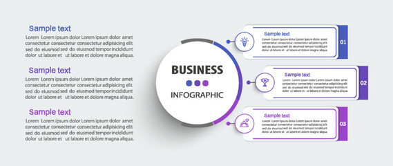 Wall Mural - business infographic template with 3 options or steps
