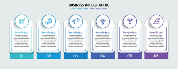 Wall Mural - business vector infographic design template with icons and 6 options or steps
