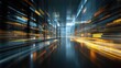 © TommyNa - Abstract digital data center with glowing blue and orange light trails representing high speed data transfer, ideal for IT, cloud computing, and technology network concepts