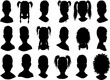 © Mohamed - Kids silhouettes set. Collection of vector silhouettes of boys and girls. Young children and teenagers with a variety of hairstyles. Isolated black silhouette. Vector illustration