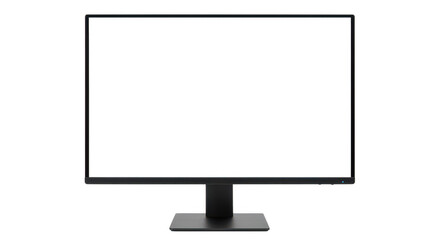 Black computer monitor display isolated on transparent background