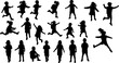 © Kabaka - Collection of school children silhouettes. Vector illustration.