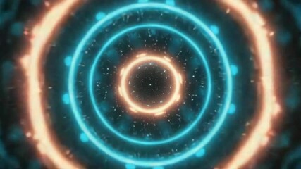 Wall Mural - concentric circles of vibrant neon light create a mesmerizing tunnel effect, evoking a sense of futu