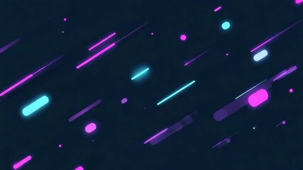 Wall Mural - flying pink and turquoise neon lights and shapes create a dynamic, vibrant abstract composition agai