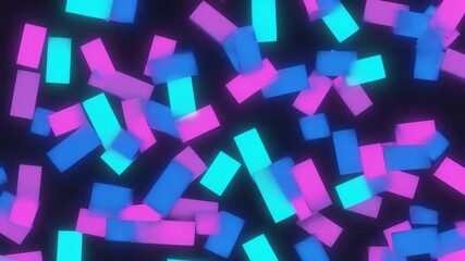 Wall Mural - glowing cyan rectangles cascading against a dark background, creating a vibrant and dynamic visual e