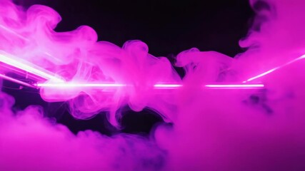 Wall Mural - pink smoke is swirling and billowing around bright neon lights, creating an abstract and ethereal sc