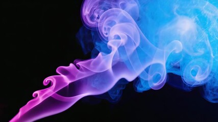 Wall Mural - pink and blue smoke swirling in dynamic, abstract shapes rises gracefully from the bottom against a 