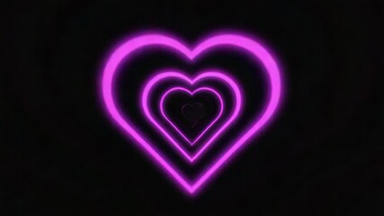 Wall Mural - glowing neon purple hearts creating a mesmerizing tunnel effect against a dark backdrop, offering a 