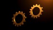 © Lin - Abstract golden gears interlocking in a dark gradient, symbolizing corporate automation and mechanical precision.