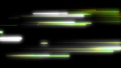 Wall Mural - laser light lines race background 4k loop features streaks of white, green, and yellow lights stream
