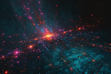 Wall Mural - A deep universe with points of light and vibrant colors simulating a cosmic vision, generative Ai