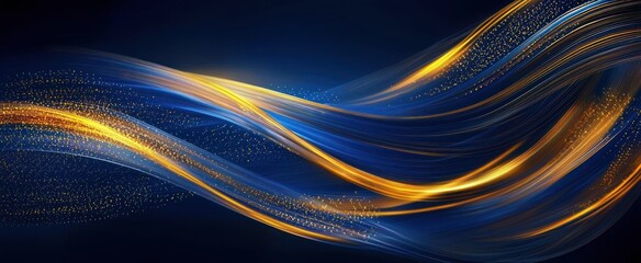 Wall Mural - Abstract blue and gold light lines background