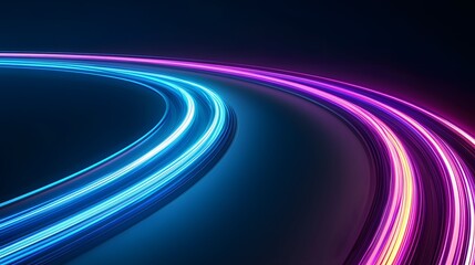 Wall Mural - a dynamic abstract image featuring curved streams of light, transitioning from vivid blue to vibrant