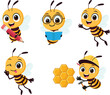 © ROFIDOHTUL - Set of Cute bee mascot cartoon with different expression