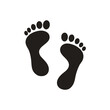 © RABBI - Isolated illustration of black pictogram footprint, foot print, trace bare feet on ground, step, steps, for nature, adventure, sports graphic template
